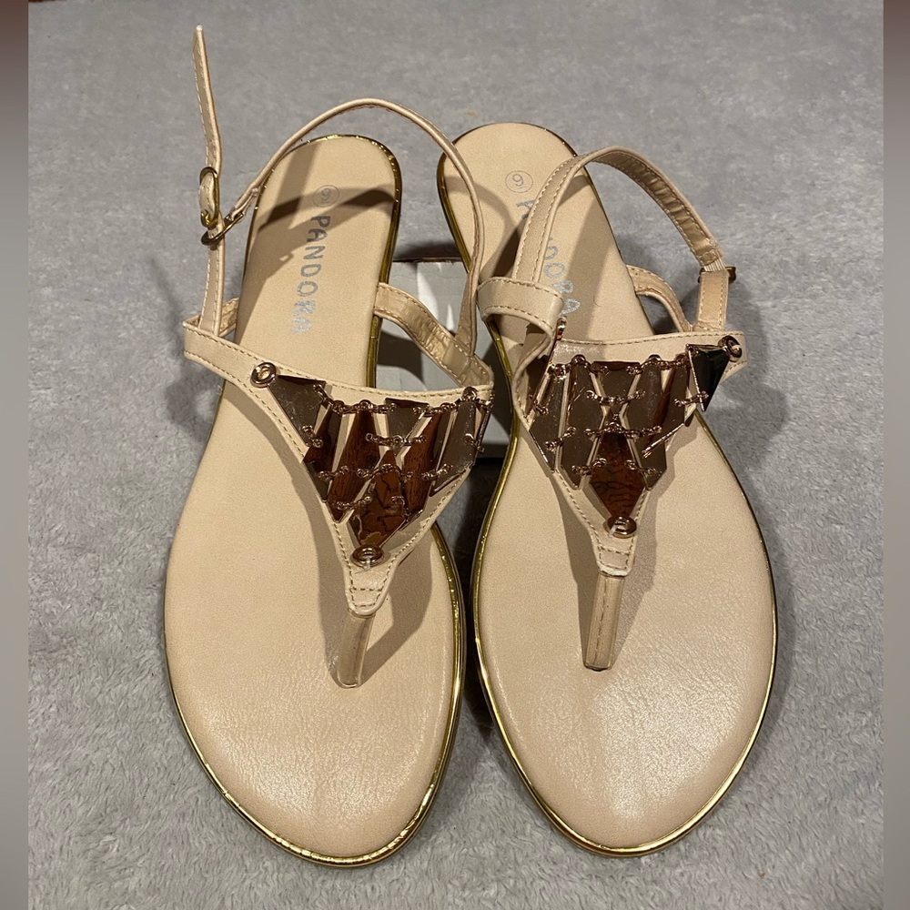 Pandora‎ Women's Metallic Y-Strap Gladiator Sandal Tribal Sandal Size 9
